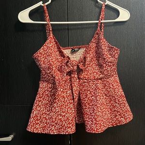 Red and White Shein Front Tie Tank top